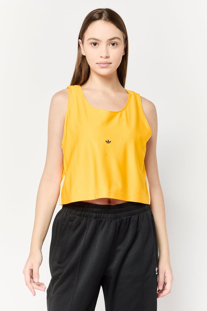 adidas Originals Women Sportswear Fit Brand Logo Reversible Outdoor Crop Jersey, Yellow - Image 1
