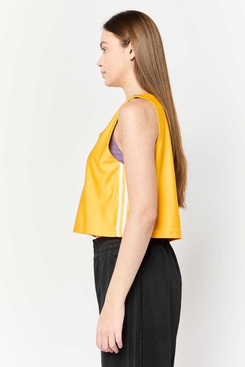 adidas Originals Women Sportswear Fit Brand Logo Reversible Outdoor Crop Jersey, Yellow - Image 2