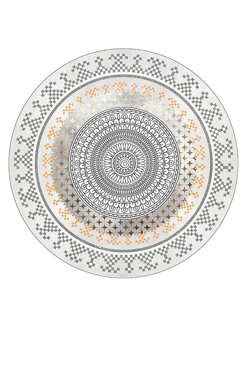 Round Shape Boho Style Livingroom Bedroom Soft Carpet Entryway Foyer Round Area Rug Washable Non-Slip Sofa Mat 120cm - Image 2