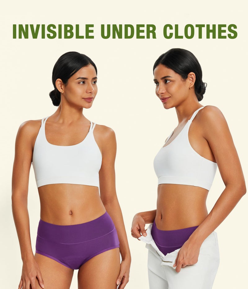 SUNCHIRI Incontinence Underwear for Women, Leak Proof Reusable Washable Full Briefs for Bladder Leak, Postpartum 5 Pack (Multicolor01, Large) - Image 5