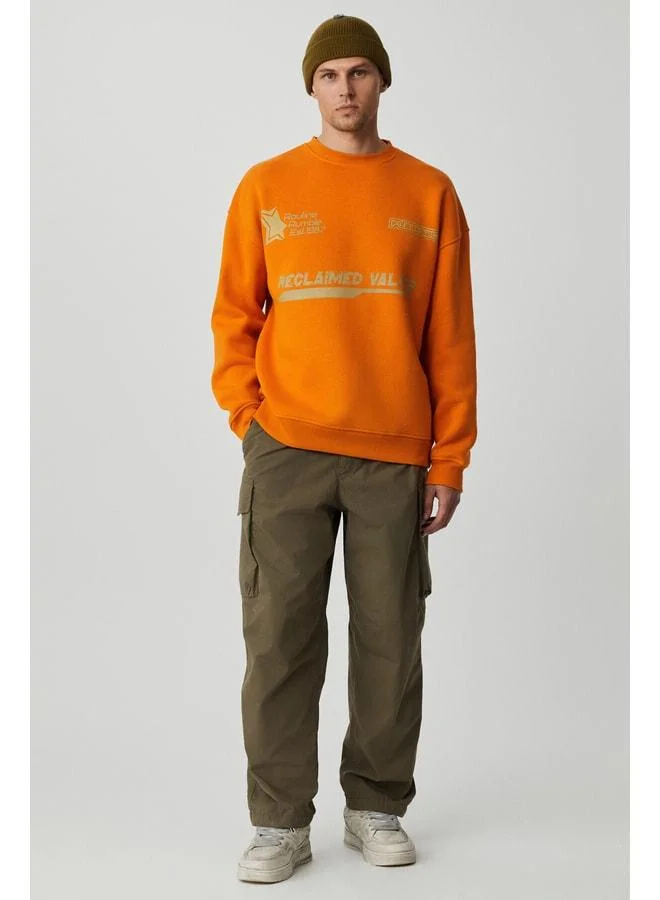 GRIMELANGE CASSY Men's Organic Cotton Super Soft Print-Detail Mustard Sweatshirt.