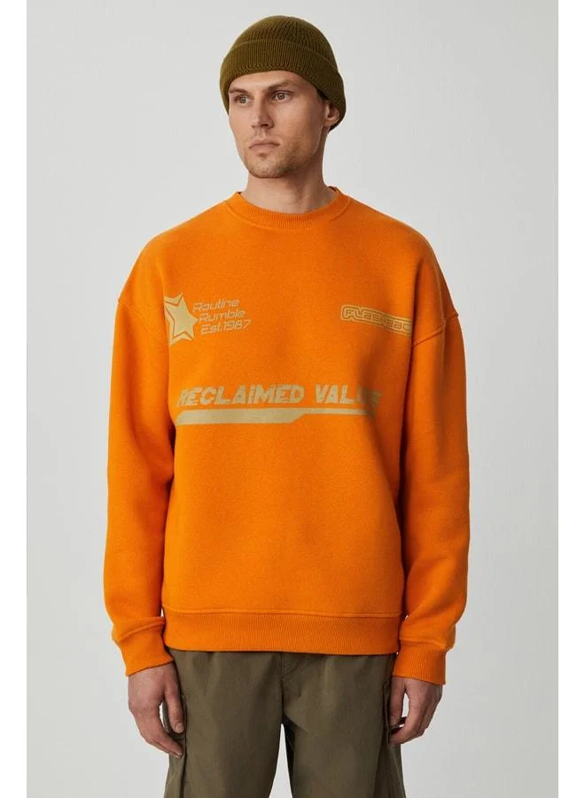 GRIMELANGE CASSY Men's Organic Cotton Super Soft Print-Detail Mustard Sweatshirt.
