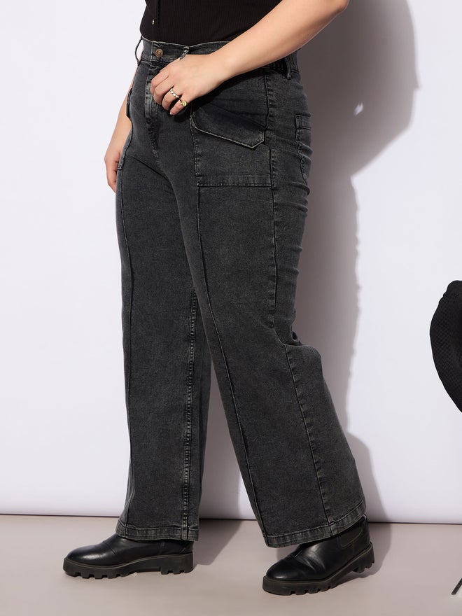 SASSAFRAS Sassafras Plus Size Straight Fit Jeans with Front Seam Detail  - Image 3