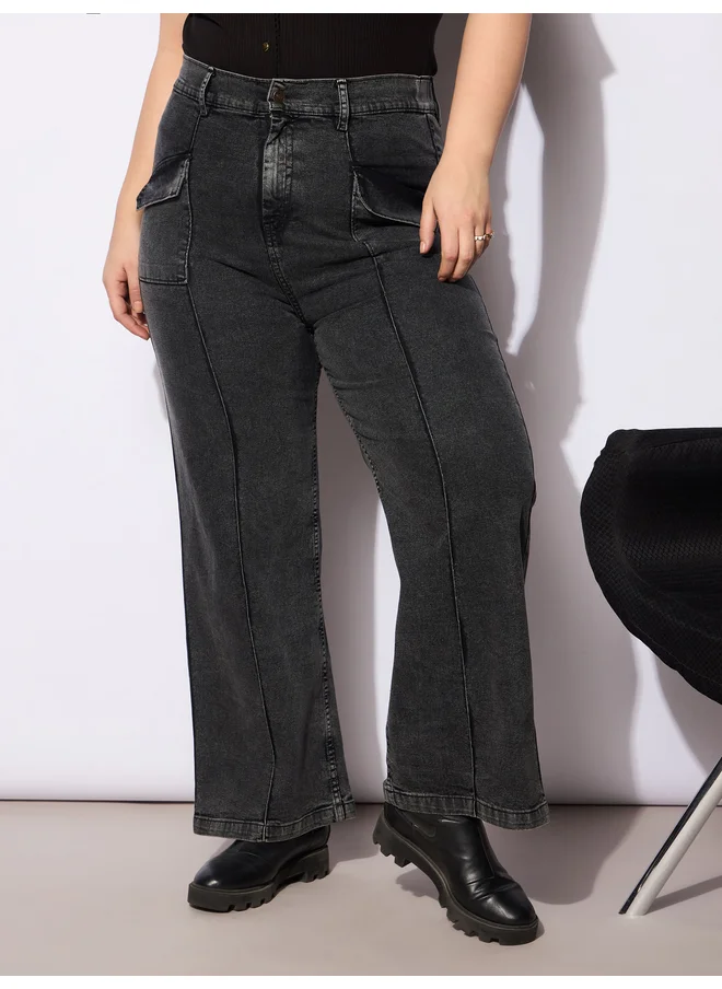 ساسافراس Sassafras Plus Size Straight Fit Jeans with Front Seam Detail