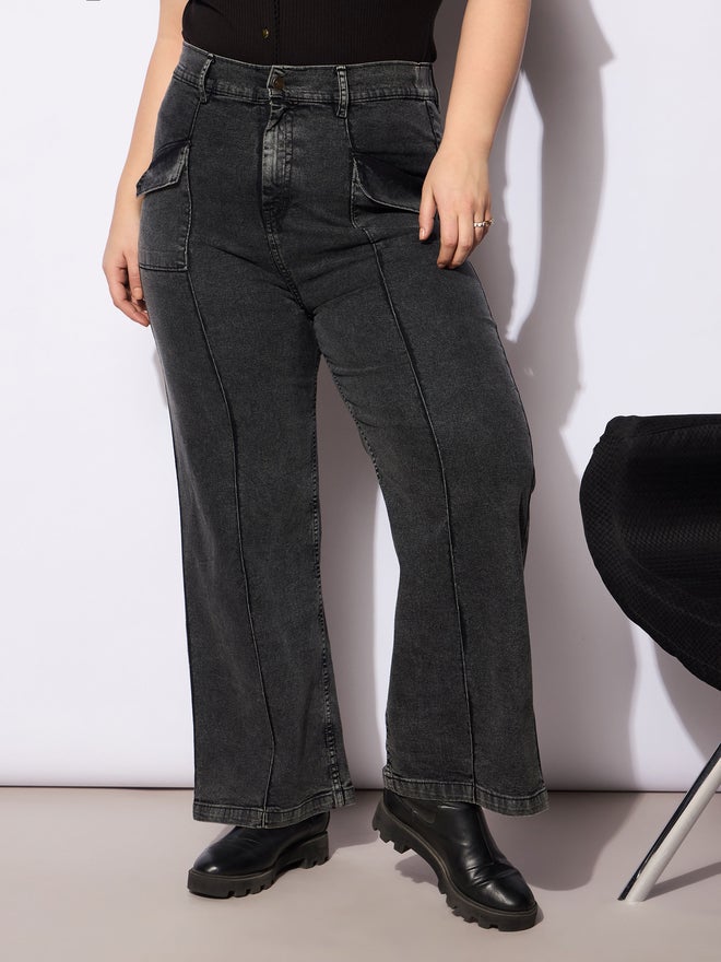 SASSAFRAS Sassafras Plus Size Straight Fit Jeans with Front Seam Detail  - Image 1