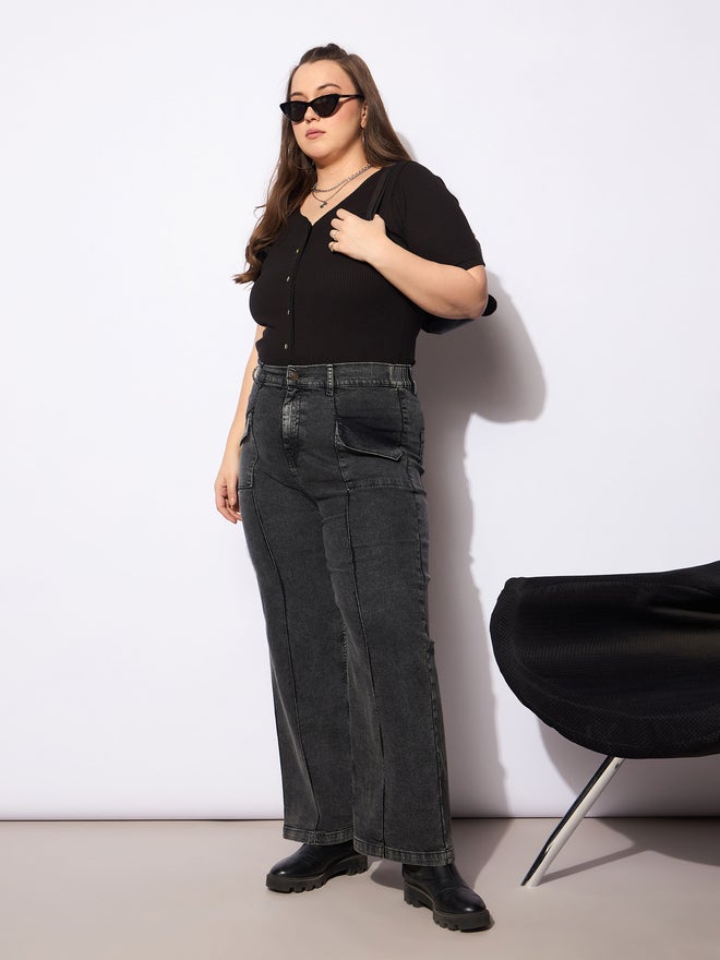 SASSAFRAS Sassafras Plus Size Straight Fit Jeans with Front Seam Detail  - Image 2