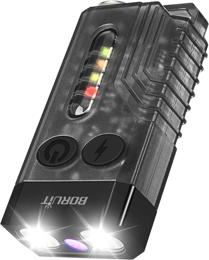 BORUIT V10 Ultra Powerful Rechargeable LED Torch 1000LM Mini Keychain Flashlight with Magnet and UV Light - Image 1