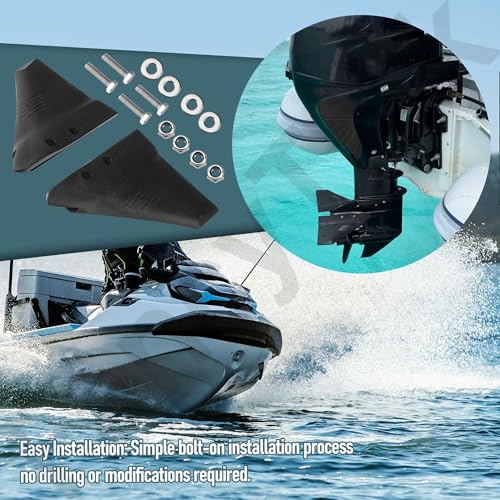 FancyTark Hydrofoil for Outboard Motor 5-150 HP, Boat Stabilizer Whale Tail Cavitation Plate, Marine Hydrofoil Board with Stainless Steel Bolts for Yam-aha Mer-cury Hon-da, PA66 Plastic (Black) - Image 3