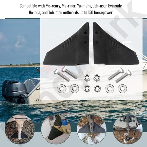 FancyTark Hydrofoil for Outboard Motor 5-150 HP, Boat Stabilizer Whale Tail Cavitation Plate, Marine Hydrofoil Board with Stainless Steel Bolts for Yam-aha Mer-cury Hon-da, PA66 Plastic (Black) - Image 5