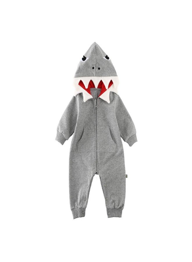 ALLAIBB Baby Infant Shark Costumes Outfit Cotton Romper Cute Jumpsuit Hooded Outwear for Toddler Baby Boys Girls 3-24M - Image 1