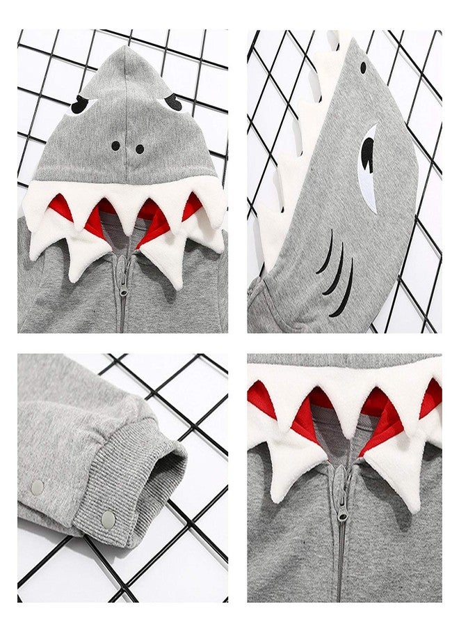 ALLAIBB Baby Infant Shark Costumes Outfit Cotton Romper Cute Jumpsuit Hooded Outwear for Toddler Baby Boys Girls 3-24M - Image 2
