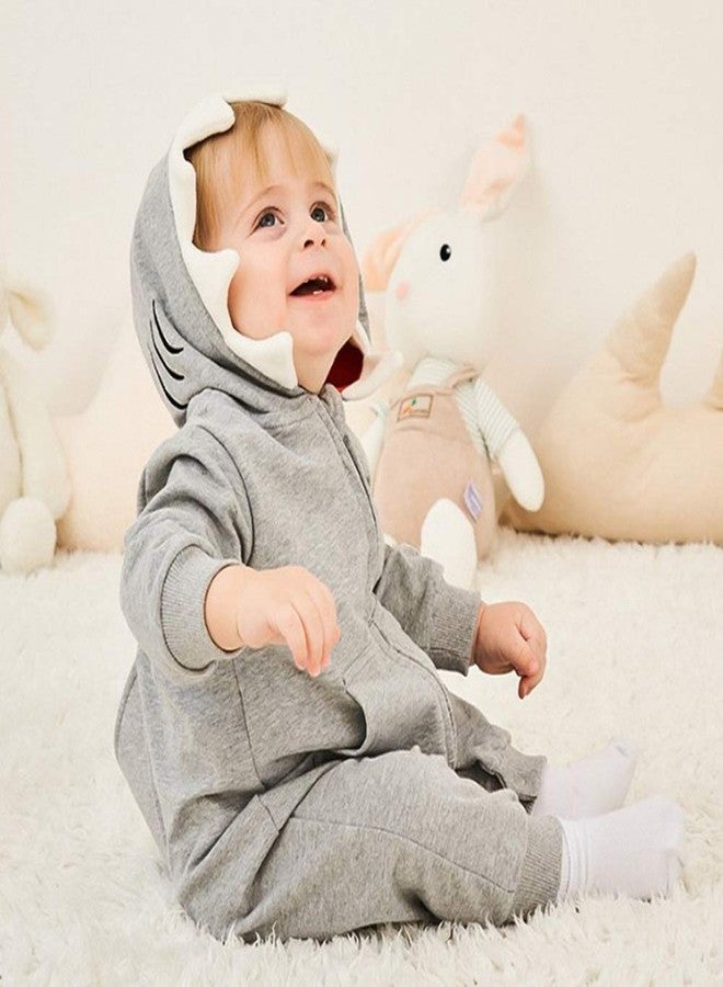 ALLAIBB Baby Infant Shark Costumes Outfit Cotton Romper Cute Jumpsuit Hooded Outwear for Toddler Baby Boys Girls 3-24M - Image 3