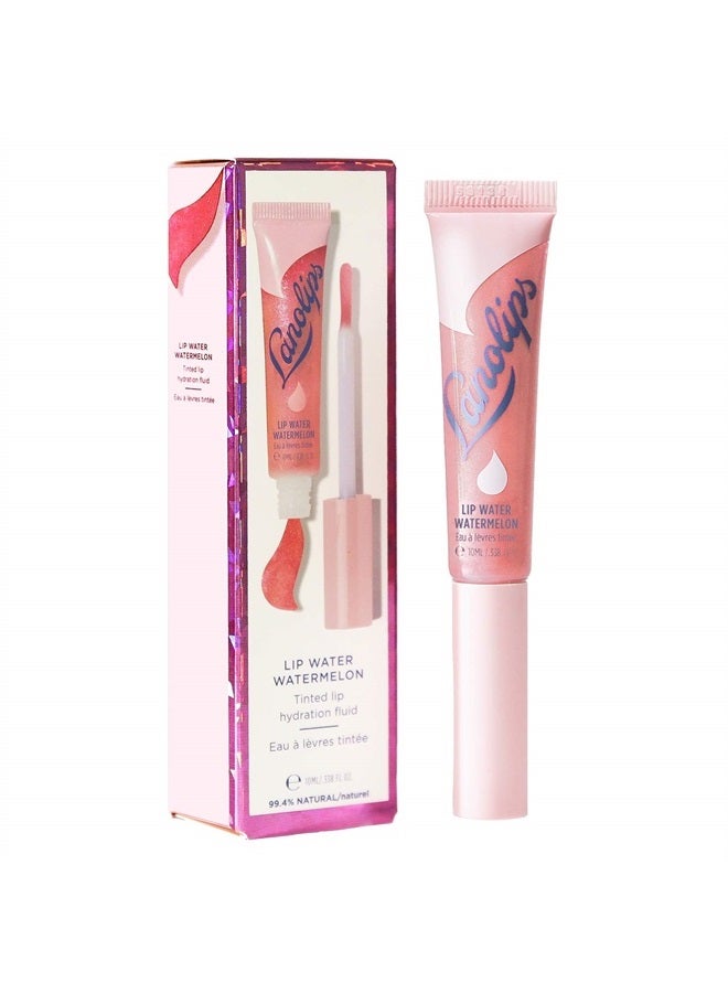 Lanolips Lip Water Watermelon - Hydrating Tinted Lip Serum with Hyaluronic Acid for Hydrated & Plump Looking Lips (10ml / 0.34 fl oz) - Image 1