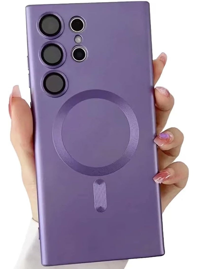 جراب مغناطيسي من السيليكون لهاتف Samsung Galaxy S24 Ultra، حماية شاملة للكاميرا، غطاء مقاوم للصدمات لهاتف Samsung Galaxy S24 Ultra 2024 أرجواني - Image 2