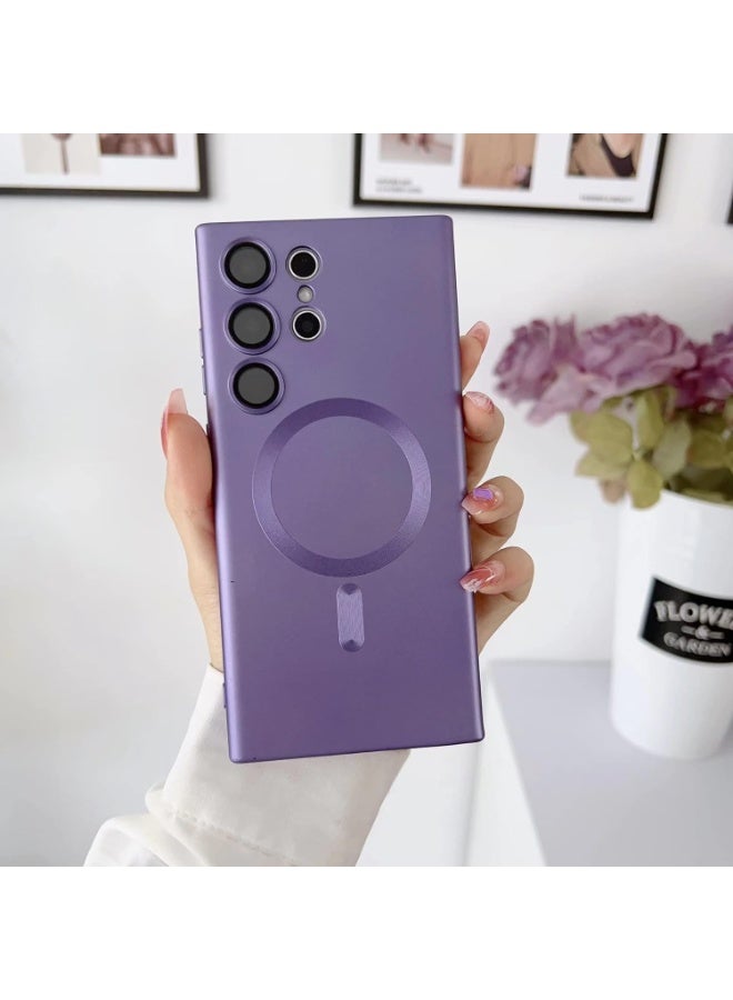 جراب مغناطيسي من السيليكون لهاتف Samsung Galaxy S24 Ultra، حماية شاملة للكاميرا، غطاء مقاوم للصدمات لهاتف Samsung Galaxy S24 Ultra 2024 أرجواني - Image 1