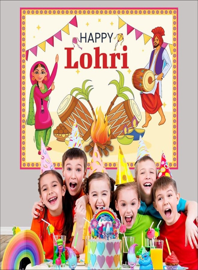 Party Baazaar Lohri Backdrop Punjabi Festival Photography Background Happy Lohri Party Decoration Supplies Photo Booth Banner (Pack of 1, Multicolor, Size: 4X3 Feet) - Image 3