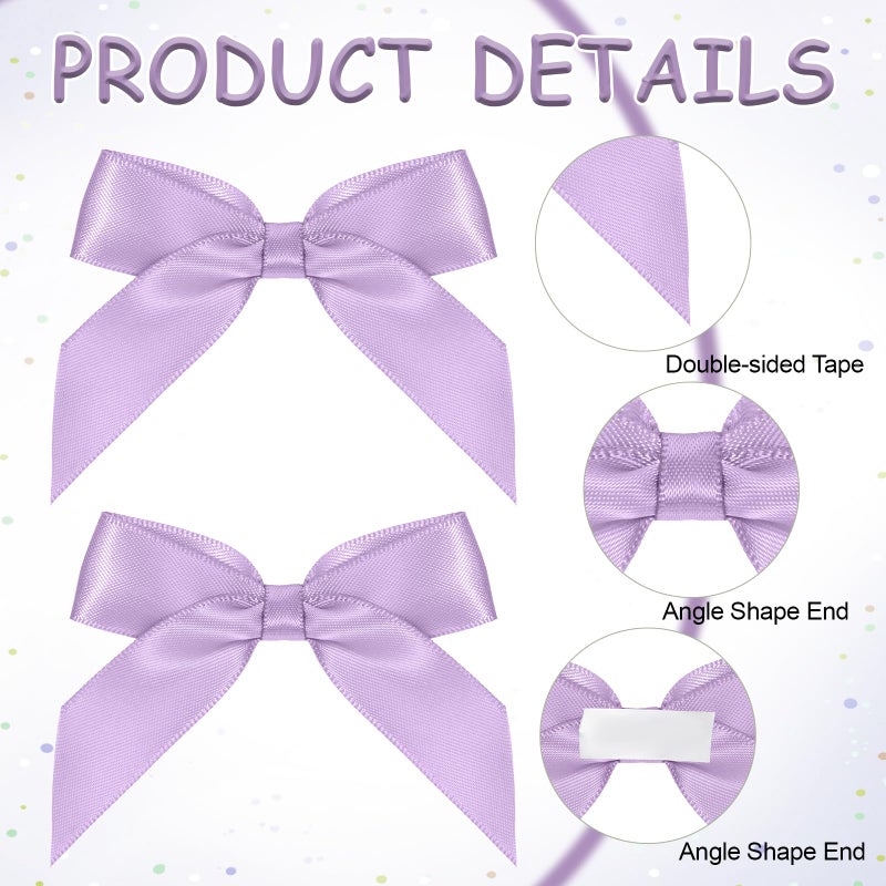 salbsever 50PCS Self Adhesive Satin Bows for Gift Wrapping Pastel Small Bows for Crafts 2" Bow Decorations Pre Tied Bow with Sticky Gel Pads for Birthday Party Wedding Decorations Craft Gift Bakery Candy Bags - Image 3
