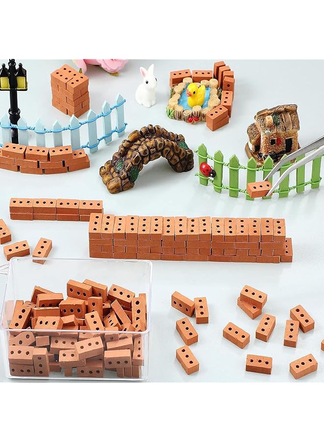 Excefore 100 Pieces Mini Bricks Tiny Bricks Diy Materials Realistic Fake Bricks Mini Blocks Suitable For Miniature House Buding Dollhouse Mini Garden Accessories (3 Holes Mini Red) - Image 2