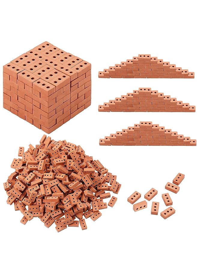 Excefore 100 Pieces Mini Bricks Tiny Bricks Diy Materials Realistic Fake Bricks Mini Blocks Suitable For Miniature House Buding Dollhouse Mini Garden Accessories (3 Holes Mini Red) - Image 1