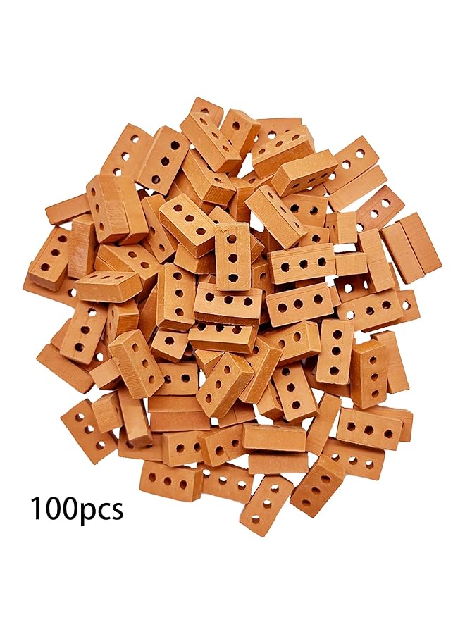 Excefore 100 Pieces Mini Bricks Tiny Bricks Diy Materials Realistic Fake Bricks Mini Blocks Suitable For Miniature House Buding Dollhouse Mini Garden Accessories (3 Holes Mini Red) - Image 4