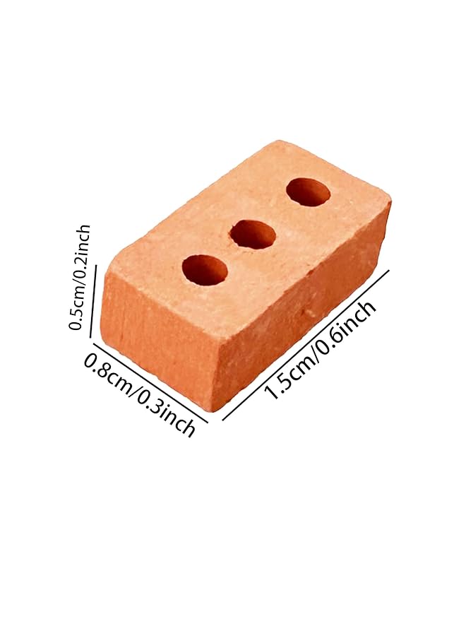 Excefore 100 Pieces Mini Bricks Tiny Bricks Diy Materials Realistic Fake Bricks Mini Blocks Suitable For Miniature House Buding Dollhouse Mini Garden Accessories (3 Holes Mini Red) - Image 5