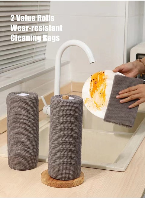 2 Rolls 40 Sheets Kitchen Non-Scratch Wear-resistant Cleaning Rags Washing For Dishes,Pots,Sinks,Counters,Stove Tops,Cleaning Vegetables
