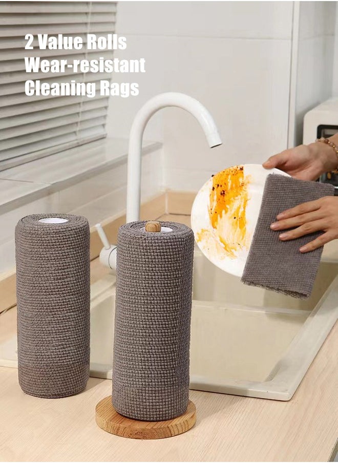 WooFree 2 Rolls 40 Sheets Kitchen Non-Scratch Wear-resistant Cleaning Rags Washing For Dishes,Pots,Sinks,Counters,Stove Tops,Cleaning Vegetables  - Image 1