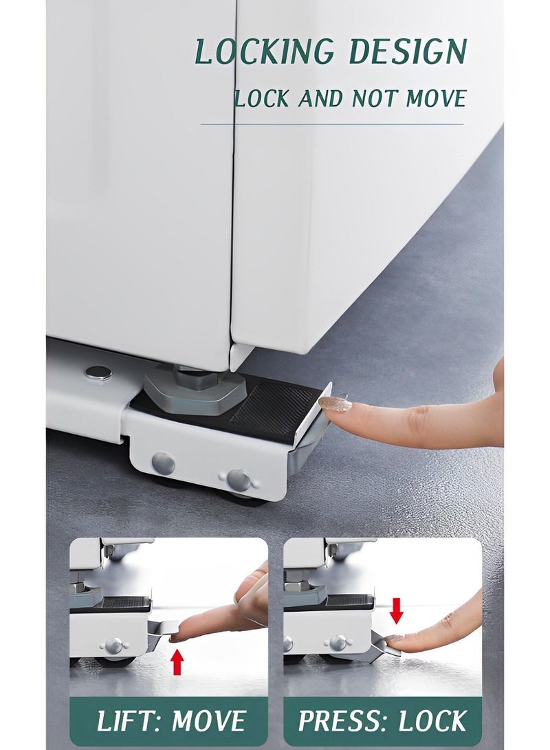 Toshionics Heavy Duty Adjustable Appliance Base with Moving Roller for Home Appliances Washing Machines Refrigerators Dryers Dishwashers and Equipment with Wheels Anti-Skid Pad for 300kg with Brake  - Image 3