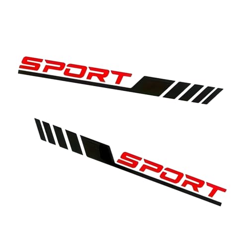 Foelony 2 PCS Sport Letter Car Stickers Vinyl Car Side Door AntiScratch Decal 2283 x 508 SelfAdhesive Body Decoration Sticker Universal for Most Cars Black Red - Image 1