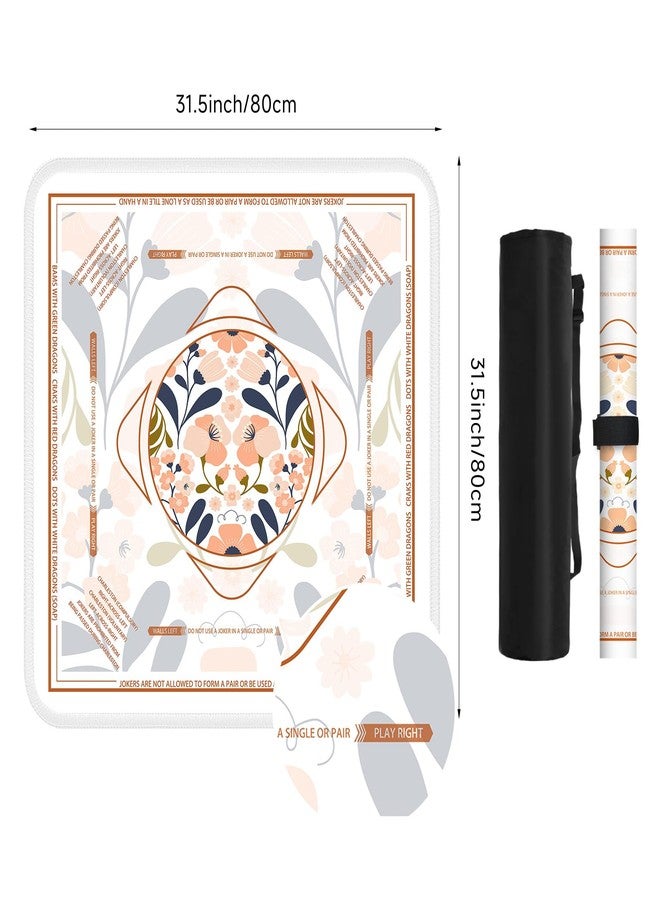 Deyimmei Neoprene Mahjong Mat for Table 31.5"x31.5" - Non-Slip, Noise Reduction Cover with Storage Pockets, American Rules & Crease-Free Rolled Shipping (Peach Blossom) - Image 5