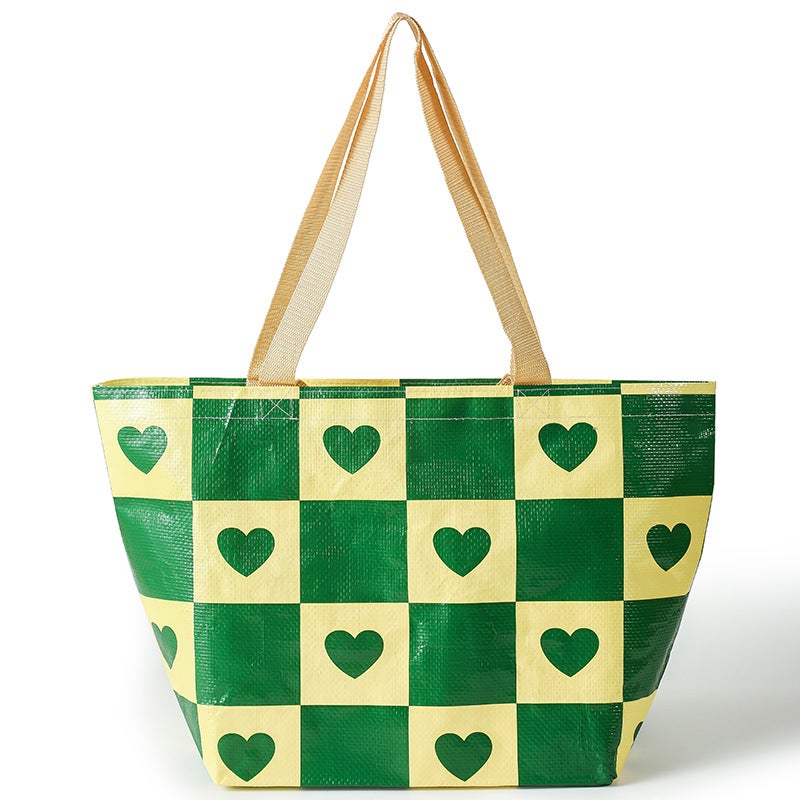 Flying Rabbit Travel Folding Shopping Bag 2023 New Portable Ins Style Imitation Woven Handbag Green love large size 