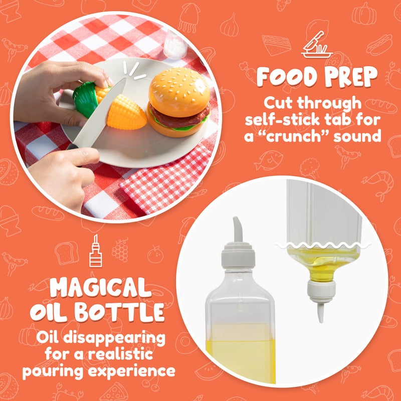 JOYIN 34 PCS Kitchen Toy Set, BBQ Play Grill, Cooking Toy Set, Little Chef Play, Kids Grill Playset Interactive BBQ for Kids with Light & Sound, Christmas Birthday Gift for Boys Girls - Image 3