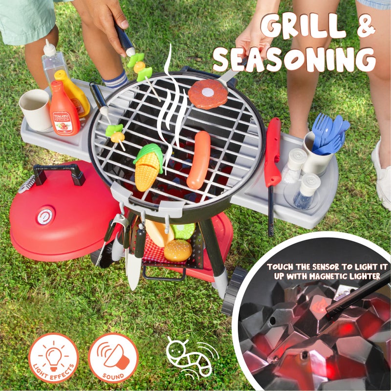 JOYIN 34 PCS Kitchen Toy Set, BBQ Play Grill, Cooking Toy Set, Little Chef Play, Kids Grill Playset Interactive BBQ for Kids with Light & Sound, Christmas Birthday Gift for Boys Girls - Image 2