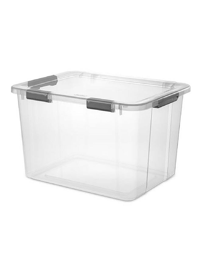 ستيريليت صندوق تخزين مستطيل موفر للمساحة بغطاء مفصلي قابل للتكديس شفاف ورمادي 75.7 لتر 13983V04 - Image 1