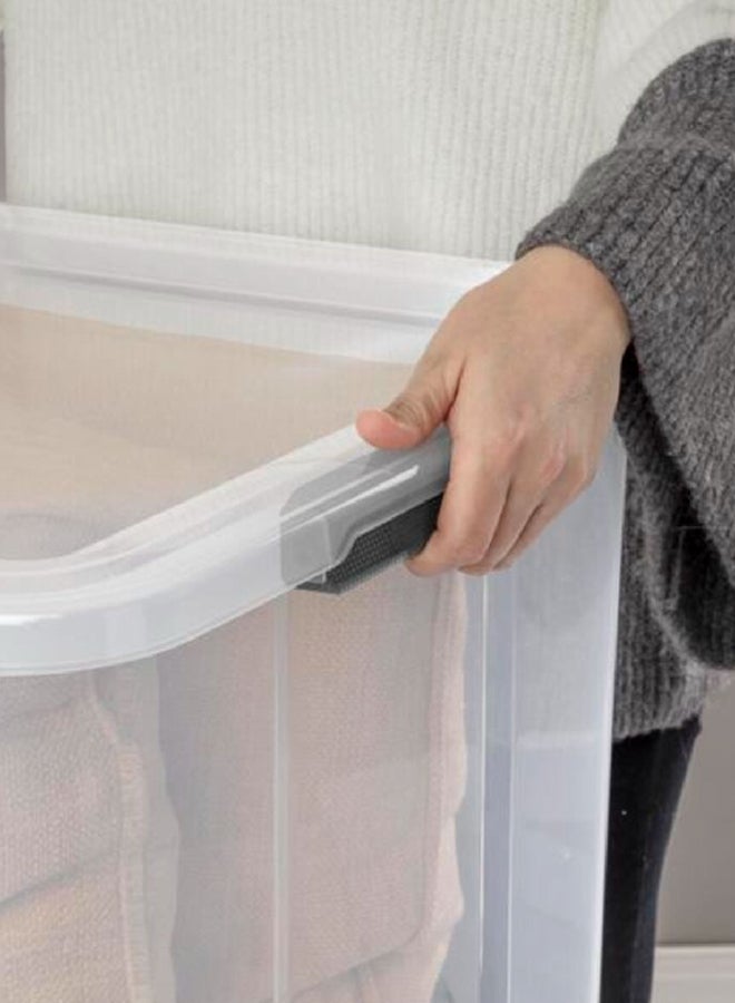 ستيريليت صندوق تخزين مستطيل موفر للمساحة بغطاء مفصلي قابل للتكديس شفاف ورمادي 75.7 لتر 13983V04 - Image 5