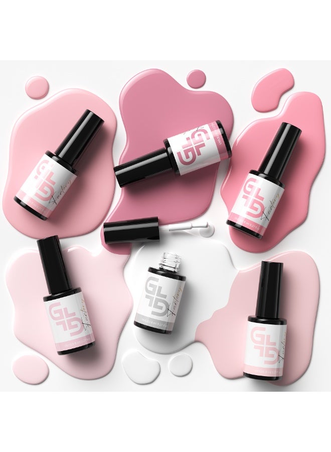 GL Factory Gel Nail Polish– 6 x 8ml Colors SET Soak Off LED UV for Manicure Salon Quality Long Lasting Nail Coating Art Design (Neutral Pink Wine Milky Lipstick Rose) - Image 2