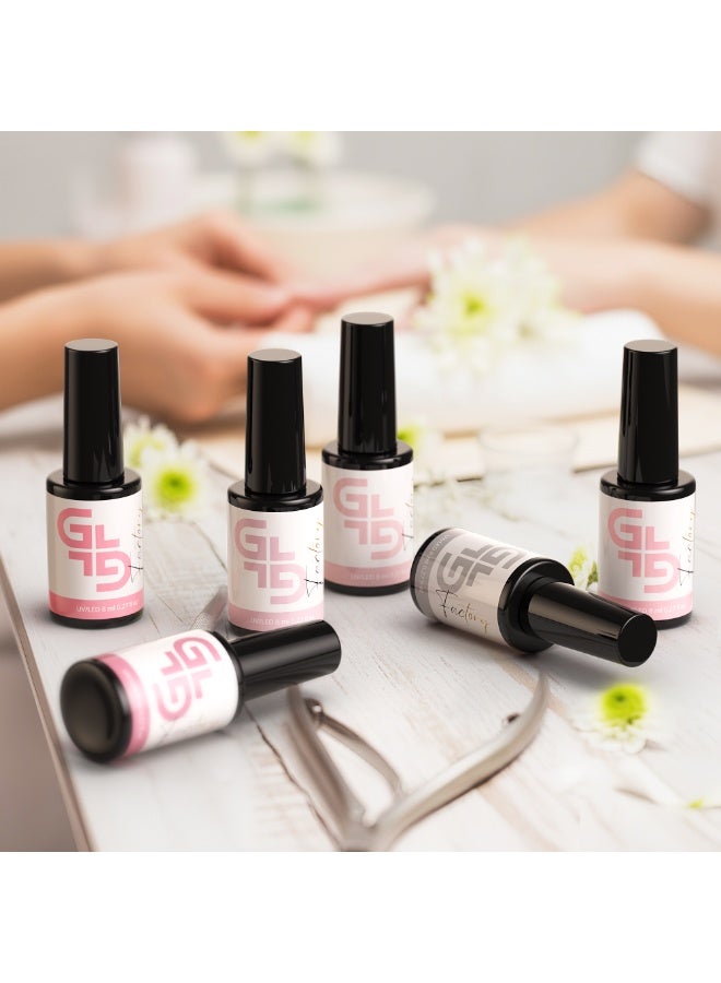 GL Factory Gel Nail Polish– 6 x 8ml Colors SET Soak Off LED UV for Manicure Salon Quality Long Lasting Nail Coating Art Design (Neutral Pink Wine Milky Lipstick Rose) - Image 4