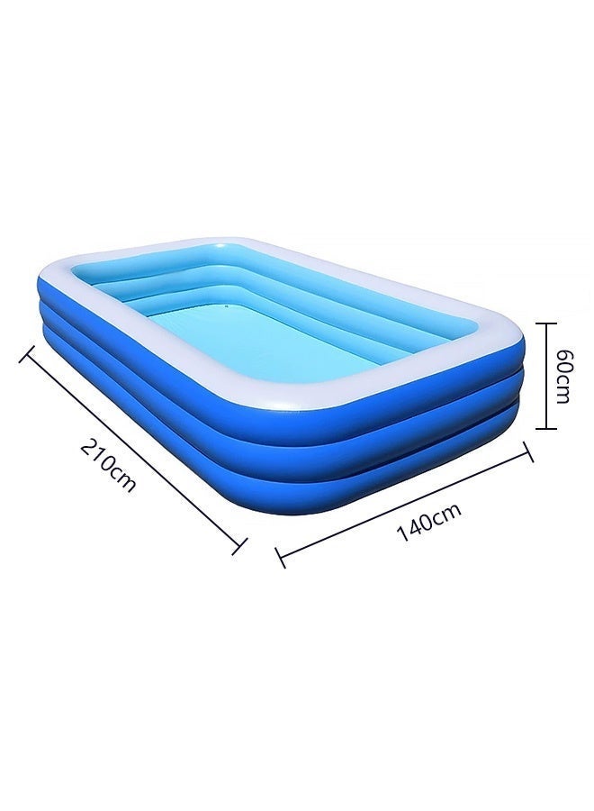 Rectangular Inflatable Pool (Home Edition) 210*140*60cm Heavy-duty inflatable leisure pool/ball pit, suitable for outdoor use in gardens, backyards, and summer water parties for children and adults. An essential for indoor and outdoor summer splashing fun, complete with electric air pump. - Image 3