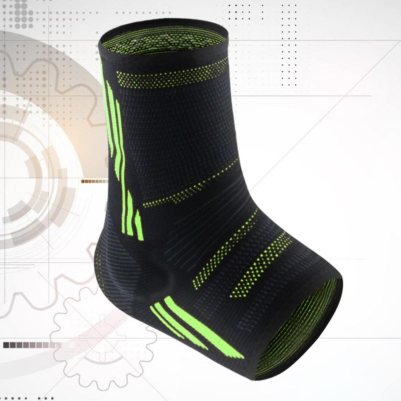 Ankle Support Sleeve for Sprains Black Green M Running Injury Protection Brace - Image 3