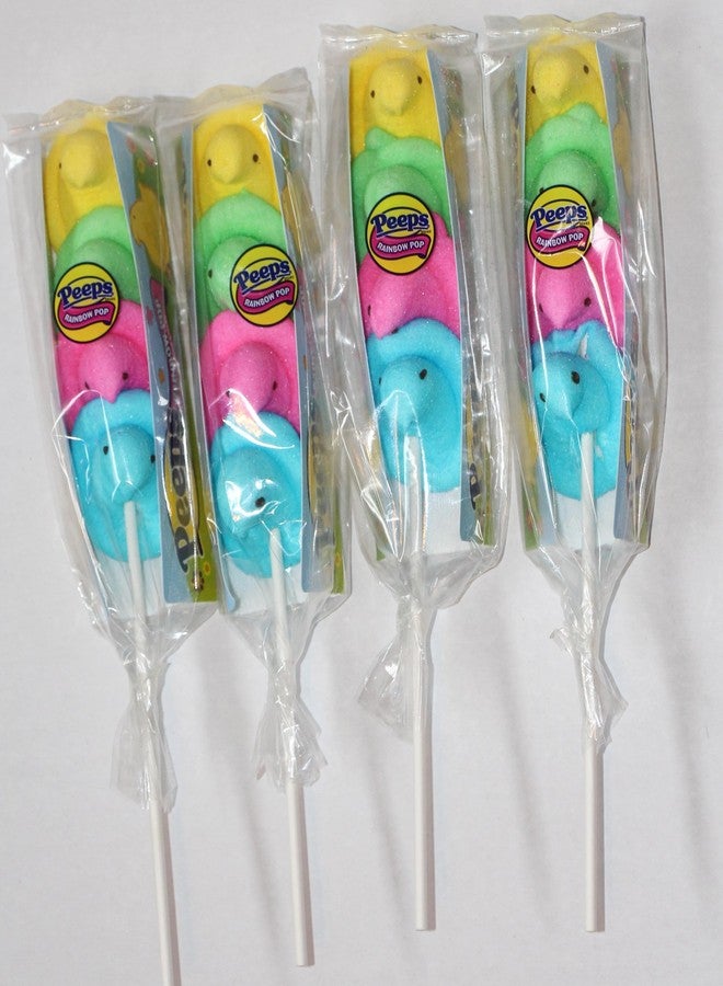 Peeps Marshmallow Rainbow Pop, Peeps on a Stick 4 Ct (Pack of 4)
