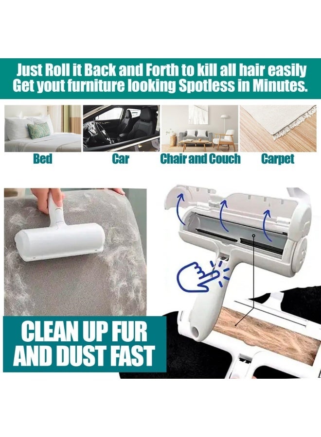 Pet Hair Remover and Reusable Lint Roller -  Cat and Dog Hair Remover Tool for Furniture, Couch, Carpet, Clothing and Bedding | Fur Removal Tool, Multi-Surface Fur Removal - Image 4