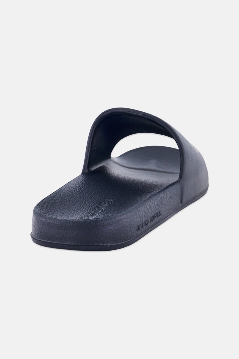JACK & JONES Men Brand Logo Slip On Slides, Black - Image 4
