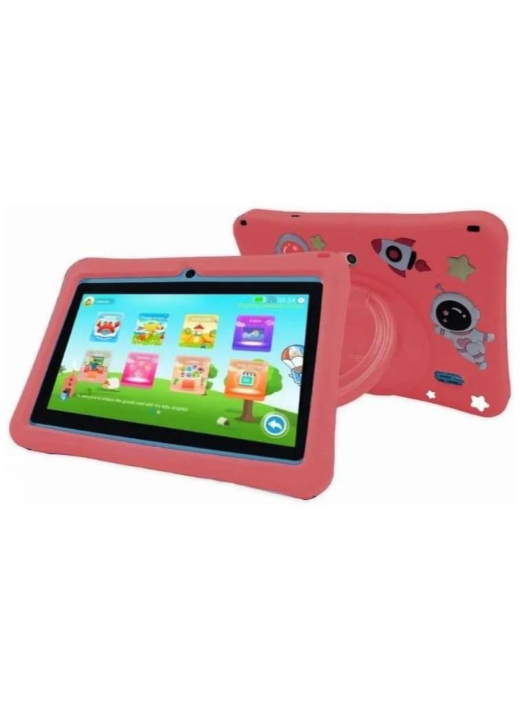 Oteeto K3 Kids Tablet, 17.8 cm Display, 128GB Storage, 4GB RAM, Case, Wi-Fi includes Charger/Cable/Screen protector/Slicia gel Case/Sticker/Lanyard/Bracelet. (Red)  - Image 1