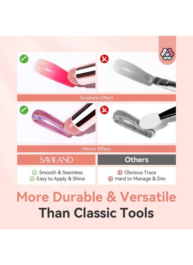 Saviland SAVILAND 2PCS Silicone Nail Brush: Reusable Chrome Nail Powder Applicator Nail Brush for Ombre Aura Nails Ombre Nail Brush Nail Art Gradient Painting Brush for beginners  - Image 5
