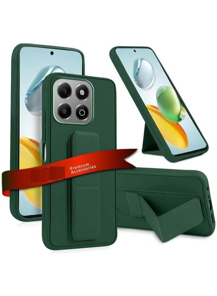 Muzz Back Stand Case Compatible with Honor X7C 2025, Magnetic Car Holder Soft Silicone Horizontal & Vertical Kickstand Cover Wrist Strap Full protection Case For Honor X7c (Green) - Image 1