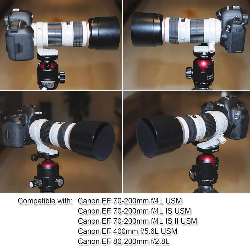 iShoot Metal Tripod Mount Ring , AII (W) Lens Collar Support for Canon EF 70-200mm f/4L USM EF 400mm f/5.6 L USM EF 80-200/2.8L - Image 5