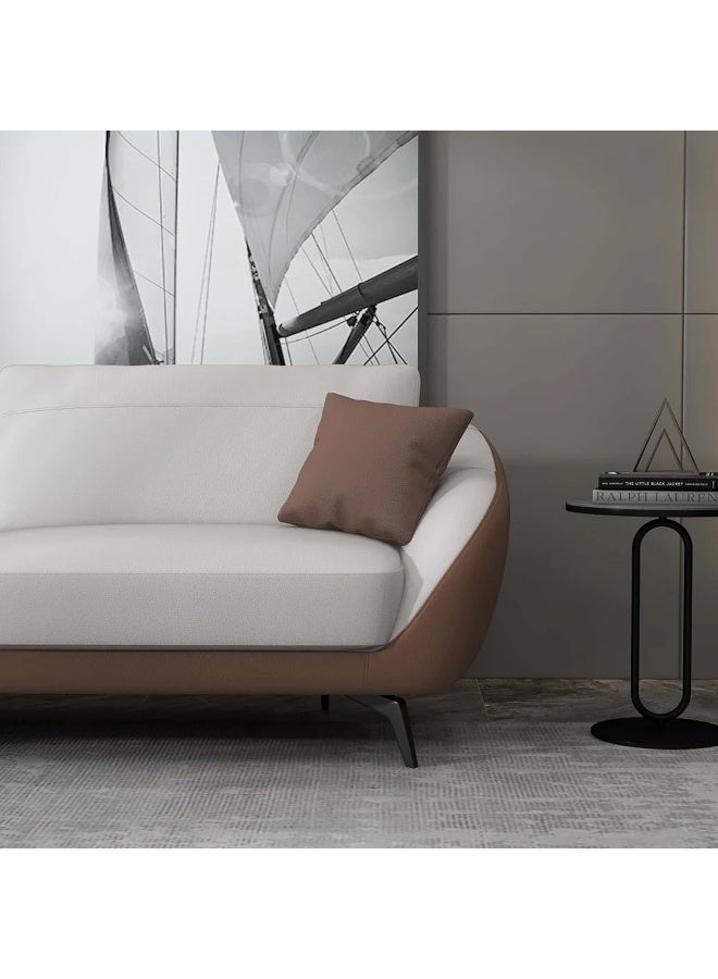 Ripple FURNITURE UAE Homes Modern 3-Seater Sofa, White Fabric with Brown Base, Luxury Living Room Couch - Image 4