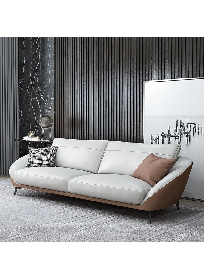 Ripple FURNITURE UAE Homes Modern 3-Seater Sofa, White Fabric with Brown Base, Luxury Living Room Couch - Image 3