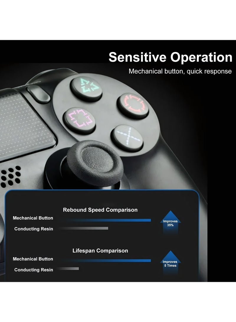 وحدة تحكم لاسلكية لألعاب الكمبيوتر مع اهتزاز مزدوج، وحدة تحكم لاسلكية DualShock لجهاز PS4، لوحة لمس قابلة للنقر ومضادة للانزلاق، لون أسود - Image 3