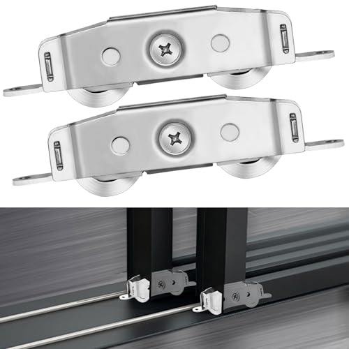 LEICHTEN Sliding Door Rollers Replacement,304 Stainless Steel Heavy Duty Ball Tandem Wheels Bearing,Patio Sliding Glass Door Roller Assembly Height Adjustable,2 Pack - Image 1